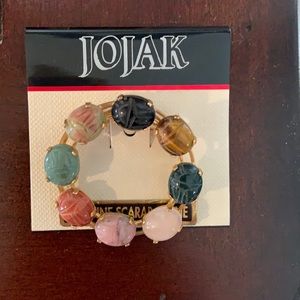 Vintage Semi Precious Scarab Brooch New on Card